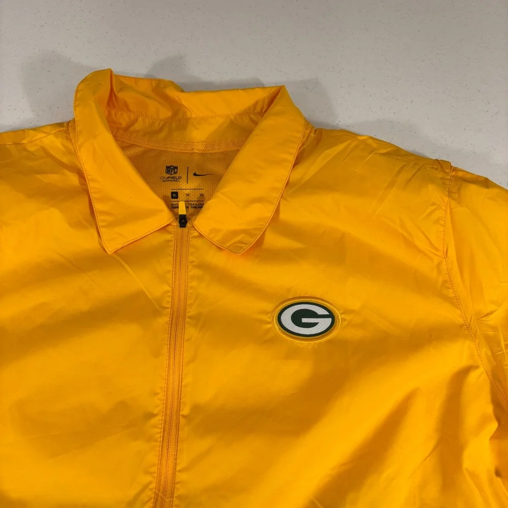 Nike Mens Green Bay Packers NFL On-Field Quarter Zip Jacket Yellow Green XL